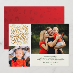 holly jolly familie kerst foto collage kaart