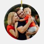 Holly Jolly Familienaam Foto Kerstmis Feestdagen Keramisch Ornament (Achterkant)