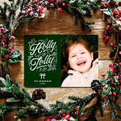 Holly Jolly Familienaam & Foto Kerstmis Feestdagenkaart