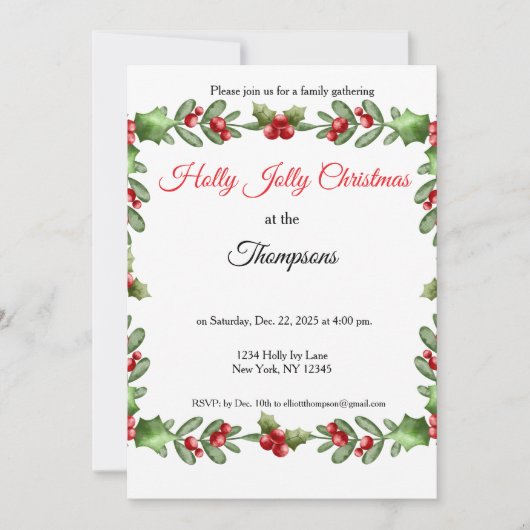 Holly Jolly Family Christmas Party Kaart (Voorkant)