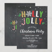 Holly Jolly Feestdagen met kerstfeest Noite Snow Kaart (Voorkant / Achterkant)