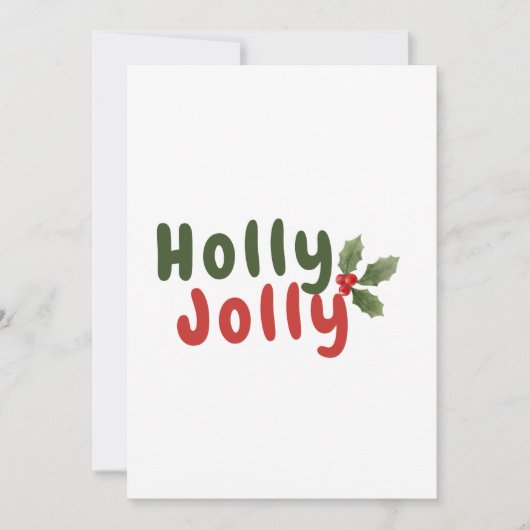 Holly Jolly – Feestelijk vakantiefont met Holly Ic Feestdagenkaart (Voorkant)