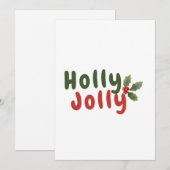 Holly Jolly – Feestelijk vakantiefont met Holly Ic Feestdagenkaart (Voorkant / Achterkant)