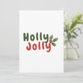 Holly Jolly – Feestelijk vakantiefont met Holly Ic Feestdagenkaart (Staand voorkant)