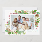 Holly Jolly Floral Kerst Eenvoudig en Modern Kaart (Voorkant)