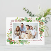 Holly Jolly Floral Kerst Eenvoudig en Modern Kaart (Staand voorkant)