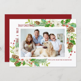 Holly Jolly Floral Kerst Eenvoudig en Modern Kaart