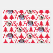 Holly Jolly Foto Collage Red White Kerstmis Inpakpapier Vel (Voorkant 2)