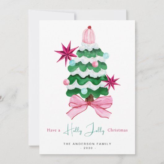 Holly Jolly Foto Kerstboom Vakantie Kaart (Voorkant)
