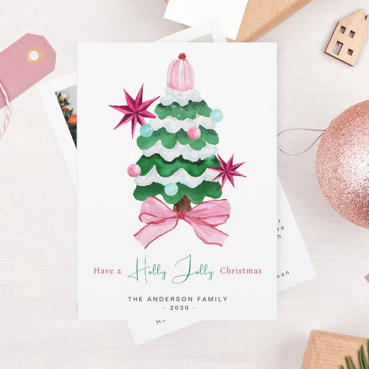 Holly Jolly Foto Kerstboom Vakantie Kaart