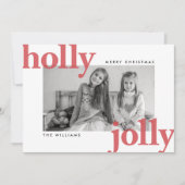 Holly Jolly Fotokerstgroet Feestdagenkaart (Voorkant)