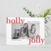 Holly Jolly Fotokerstgroet Feestdagenkaart (Staand voorkant)