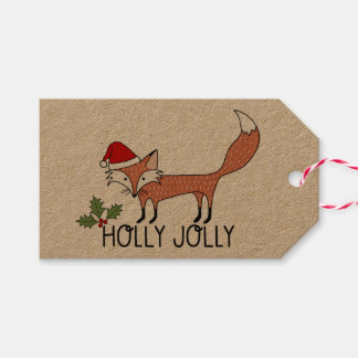 Holly Jolly Fox Cadeaulabel
