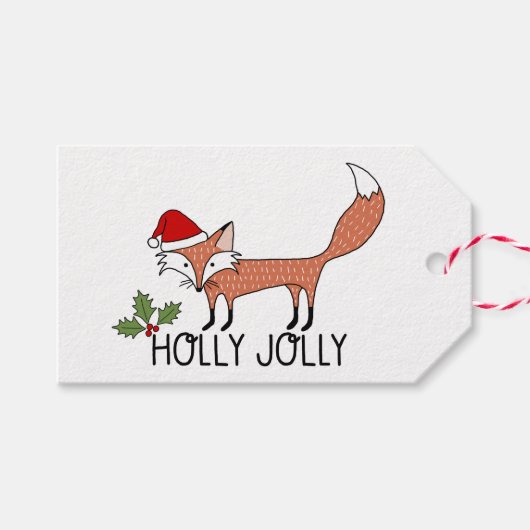 Holly Jolly Fox Cadeaulabel (Voorkant (Horizontaal))