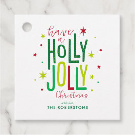 "Holly Jolly" Fun and Festive Custom Kerstmis Bedankjes Labels