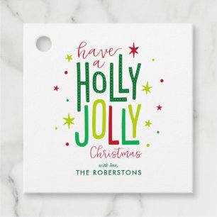 "Holly Jolly" Fun and Festive Custom Kerstmis Bedankjes Labels