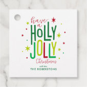 "Holly Jolly" Fun and Festive Custom Kerstmis Bedankjes Labels (Voorkant)