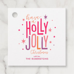 "Holly Jolly" Fun and Festive Custom Kerstmis Bedankjes Labels