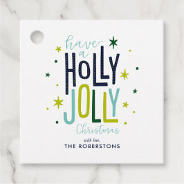 "Holly Jolly" Fun and Festive Custom Kerstmis Bedankjes Labels