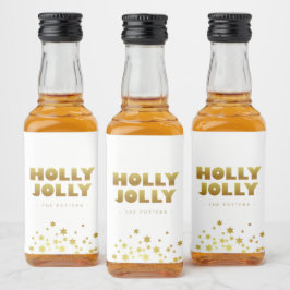 Holly Jolly | Fun Christmas White & Gold Mini Likeurfles Etiket