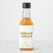 Holly Jolly | Fun Christmas White & Gold Mini Likeurfles Etiket (Voorkant)
