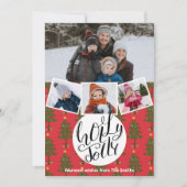 Holly Jolly Fun Script-kerstpuntenboom Festive Feestdagenkaart (Voorkant)