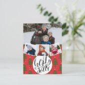 Holly Jolly Fun Script-kerstpuntenboom Festive Feestdagenkaart (Staand voorkant)