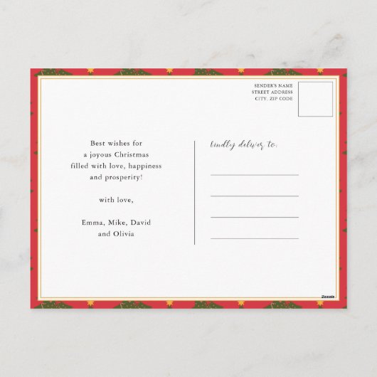 Holly Jolly Fun Script-kerstpuntenboom Festive Feestdagenkaart (Achterkant)