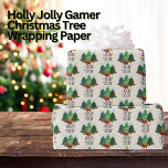 Holly Jolly Gamer Kerstboom Cadeaupapier<br><div class="desc">Verhoog je cadeau-geven spel met Holly Jolly Gamer kerstboom inpakpapier! Infundeer je cadeaus met een laag van liefde en feestvreugde met behulp van onze aangepaste Holly Jolly Gamer Christmas Tree Wrapping Paper. Dit inpakpapier, vervaardigd uit premium matte papier van 60 lb met tekstgewicht, heeft een zachter oppervlak met een saaie...</div>