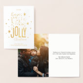 "Holly Jolly" gepersonaliseerde kerstfoto Folie Kaarten (Display)