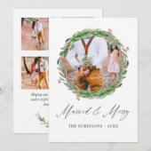 Holly Jolly Getrouwd en Blij Foto Collage Feestdagenkaart (Voorkant / Achterkant)