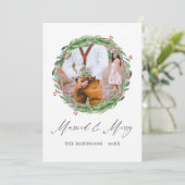 Holly Jolly Getrouwd en Blij Foto Collage Feestdagenkaart (Staand voorkant)