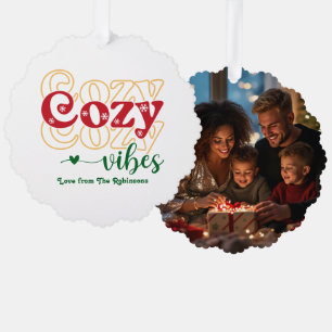 Holly Jolly Gezellige Sfeer Retro Kerst Foto Ornament Kaart