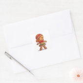 Holly Jolly Gingerbread Meisje Vierkante Sticker (Envelop)