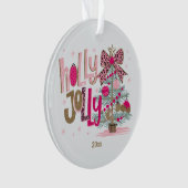 Holly Jolly Glam Roze Goud Luipaard Print Kerstmis Ornament (voorkant)