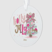Holly Jolly Glam Roze Goud Luipaard Print Kerstmis Ornament (voorkant)