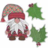 Holly Jolly Gnomie | Kerstmis Sticker (Voorkant)