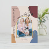 Holly Jolly Gold Arch Foto en Organic Shapes Feestdagenkaart (Staand voorkant)