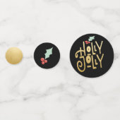 Holly Jolly Gold en Black Kerstmis Confetti (Voorkanten)
