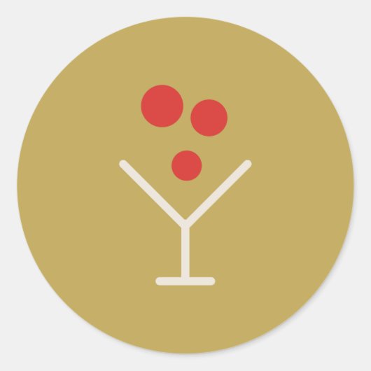 Holly Jolly Gold Martini Holiday Sticker (Voorkant)