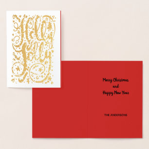 Holly Jolly Gold Sparkle Personalized Folie Kaarten