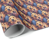 Holly Jolly Golden Retriever naadloos patroon Cadeaupapier (Rol Hoek)