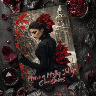 Holly Jolly Gothic Christmas Kaart
