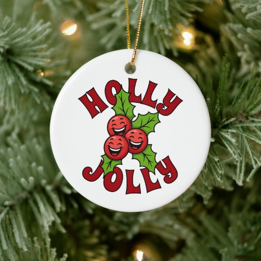 Holly Jolly Grappig Lachend Holly Kerstmis Keramisch Ornament (Boom)