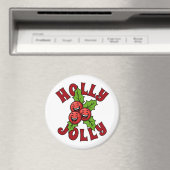 Holly Jolly Grappig Lachend Holly Kerstmis Magneet (Insitu (Vaatwasser))