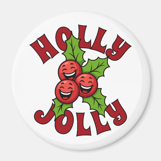 Holly Jolly Grappig Lachend Holly Kerstmis Magneet (Voorkant)