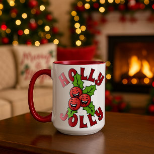 Holly Jolly Grappig Lachend Holly Kerstmis Mok