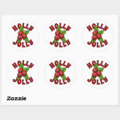 Holly Jolly Grappig Lachend Holly Kerstmis Ronde Sticker (Vel)