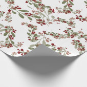 Holly Jolly Greens; Rode vruchten & Yuletide blade Cadeaupapier (Hoek)