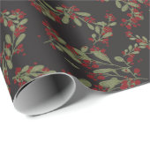 Holly Jolly Greens; Yuletide Leaves on Black Cadeaupapier (Rol Hoek)